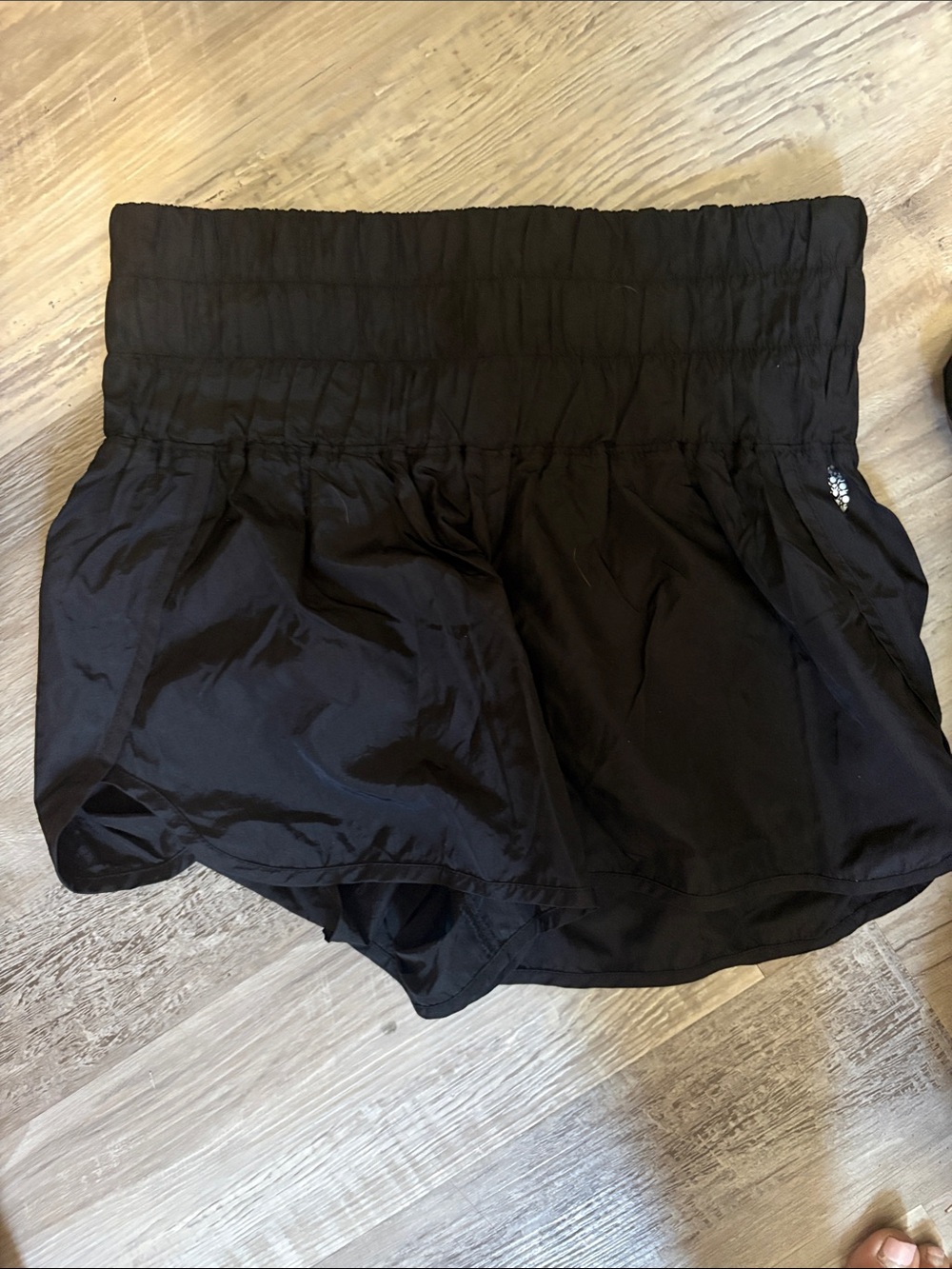Free People Black Smocked-Waist Athletic Shorts